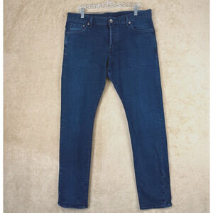 H&M Jeans Mens 36X32 Blue Slim Low Waist Dark Wash Denim Button Fly‎ Stretch